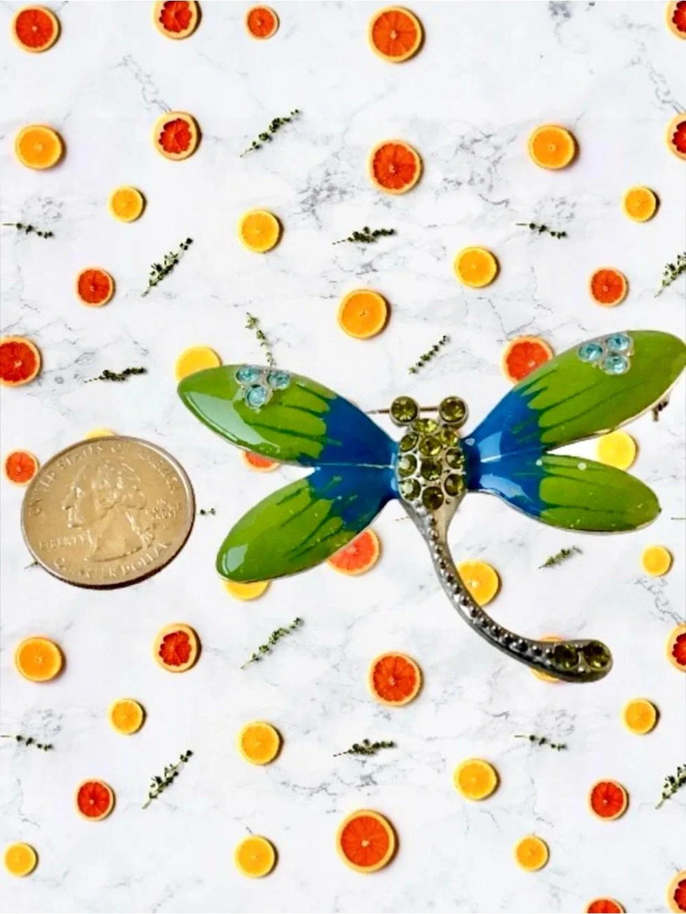 Dragonfly Brooch Jeweled And Enameled